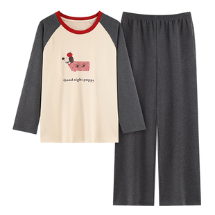 德绒睡衣女款秋冬季保暖磨毛长袖套头网红卡通腊肠狗家居服可外穿