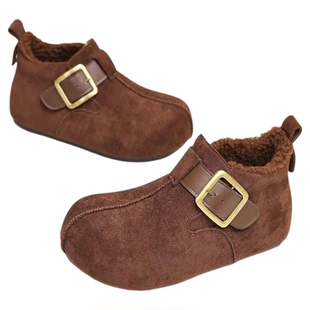 磨砂皮勃肯鞋女2026新款秋冬加绒保暖一脚蹬内增高舒适雪地靴棉鞋