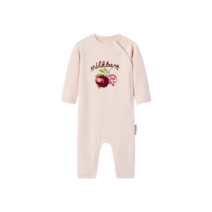 Milkbarn2026春夏新品婴幼儿连体衣长袖卫衣宝宝简约爬服外出衣服