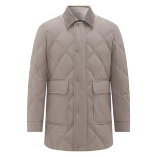 [85%鹅绒]梦特娇男士羊毛羽绒服冬季翻领中长款菱格外套加厚保暖J