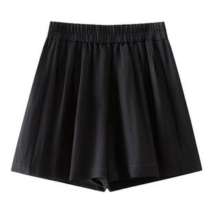 高腰A字裙型阔腿短裤薄女2026夏季松紧腰减龄裙裤宽松白色休闲裤