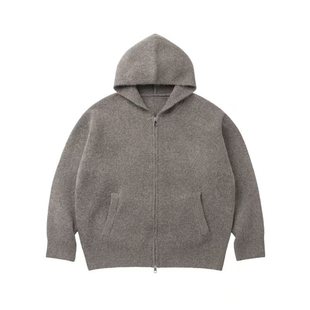 VMCL蓬松软糯羊毛抗起球双拉链连帽毛衣针织衫男女24AW vermicell