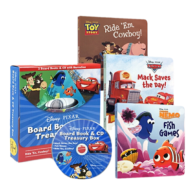 Disney Pixar 皮克斯 迪士尼 故事绘本 礼盒装 纸板书3册+CD  Treasury finding nemo海底总动员 玩具总动员 汽车总动员 英文原版