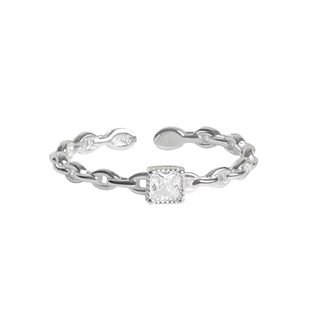 小方钻开口戒指女小众设计回流素圈戒指女轻奢高级感食指指环素戒