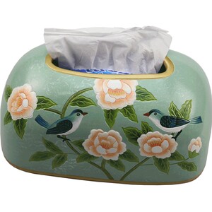 美式纸巾盒欧式茶几摆件简约手绘陶瓷抽纸盒纸巾筒餐桌纸抽盒装饰