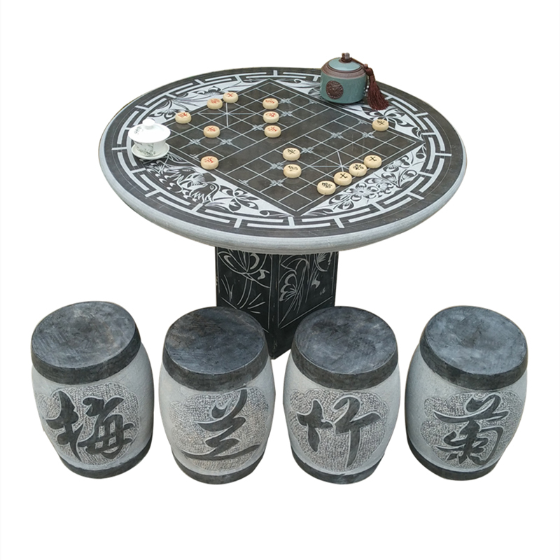 石頭桌子石凳子椅子石雕圓桌青石花崗巖棋盤戶外石桌公園庭院家用