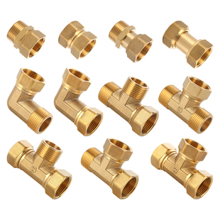 铜加厚6分活接三通燃气热水器水管内外丝带活接直接弯头接头配件