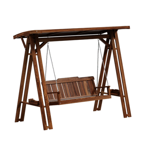 防腐木秋千户外庭院室外吊椅农村别墅院子双人摇椅小院花园荡秋千