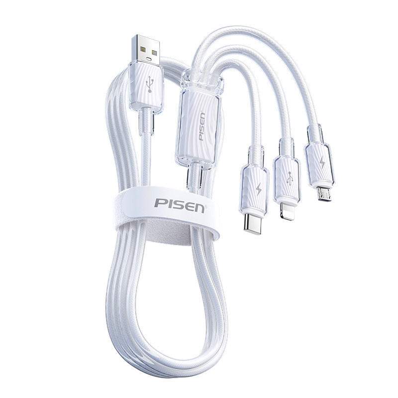 品胜数据线三合一充电线器一拖三100W手机快充6A适用苹果17华为安卓16Typec多功能三接口车载传输官方USB充电