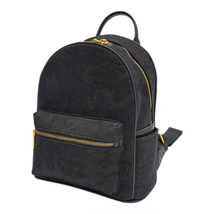 双肩包【油丝荷花-黑色】香云纱锦油稠牛皮真丝桑蚕丝休闲女士