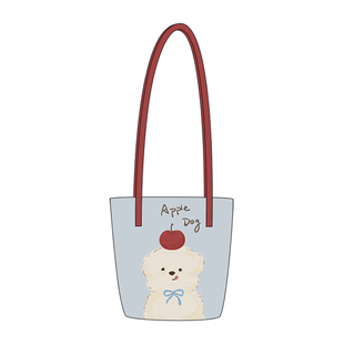 尼睿x南空直美 2025新款可爱小狗单肩包大容量水桶包通勤帆布包女