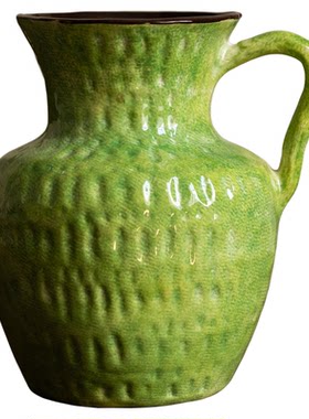 景德镇陶瓷花瓶法式复古油画风绿花器轻奢高级感插花玄关客厅摆件