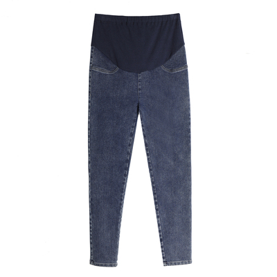 快乐屋孕妇铅笔裤弹力拉绒牛仔裤