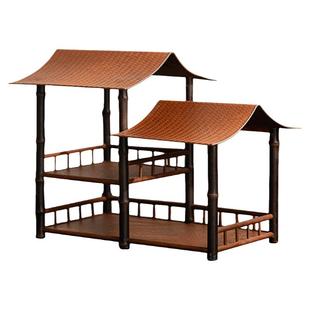 圭隐堂竹制茶具收纳架家用晾杯架中式复古茶棚杯架展示架博古架