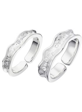 S925银戒指原创设计陨石纹理