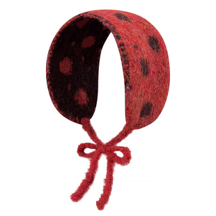 韩系波点圣诞红双面戴针织绑带耳罩女秋冬氛围感保暖护耳防寒耳暖