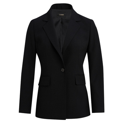 LANDI石墨黑绵羊毛微喇西裤