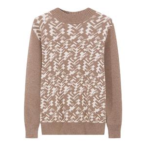 King Deer/鹿王羊绒衫女士半高领提花组织舒适透气套衫新款