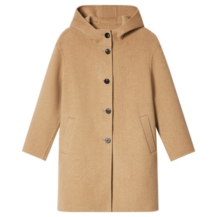 PSALTER诗篇羊毛简约学院风连帽双面呢大衣毛呢外套冬款