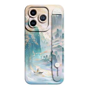 适用苹果16promax手机壳iphone15保护套17新款12液态硅胶13外壳14pro支架Air的xsmax女11后plus腕带鎏金山水