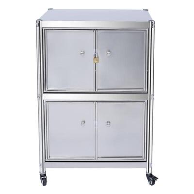 201不锈钢三层双柜门置物架