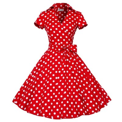 港风复古怀旧年代波点表演大摆裙