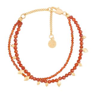 [新年礼物]OINICIO初印种子系列鎏金叶红玛瑙手链本命年红绳手串