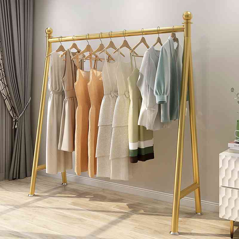 金色晾衣架落地式折叠卧室内外阳台家用凉晒伸缩挂衣杆宿舍小型架