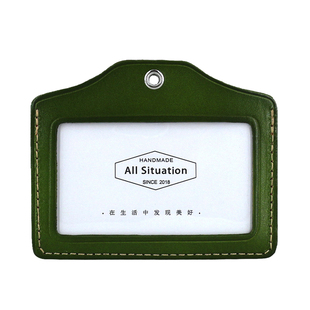 原创新品头层牛皮挂脖零钱包真皮胸卡刻字定制门禁卡套工牌卡包潮