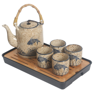 老式陶瓷茶壶套装带滤网大号提梁壶单壶家用凉水壶餐厅酒店饭店用