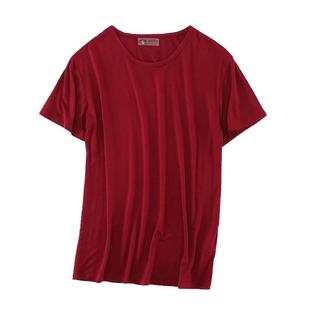 女夏短袖t恤薄款宽松睡衣家居服加肥加大纯色半袖莫代尔凉爽胖mm