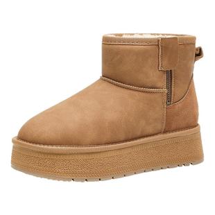 达芙妮厚底雪地靴女款2025新款冬季女鞋加绒保暖棉鞋东北面包棉靴