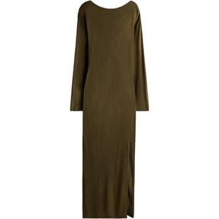 HM女装连衣裙冬季时尚收腰长袖圆领优雅针织长裙1249555