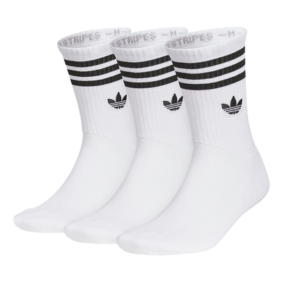 adidas阿迪达斯三叶草中长筒袜子三条纹男女同款白色三双装JP1275