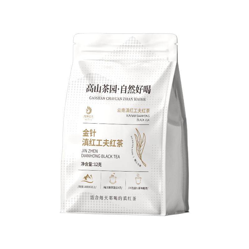 凤牌红茶云南凤庆滇红茶特级金针金芽茶叶试饮装12g蜜香型袋装茶