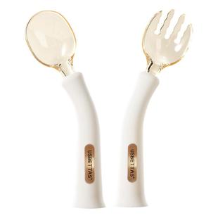 贝肽斯宝宝勺子婴儿学吃饭训练辅食勺子6个月以上可弯曲叉勺餐具