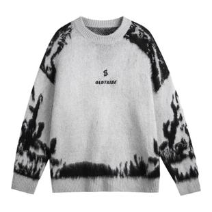 TIRED美式慵懒废土风美拉德毛衣男女2025秋冬情侣针织衫套头外套