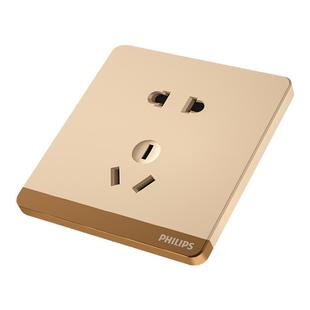 飞利浦86型一开五孔开关插座带usb多家用16a空调暗装套餐暗装金