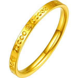 周六福黄金戒指女国潮足金指环计价5G黄金无极金叠戴女神节礼物
