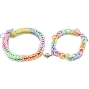 diy编制彩虹小皮筋送男友网红ins抖音同款情侣手链闺蜜手环头绳女