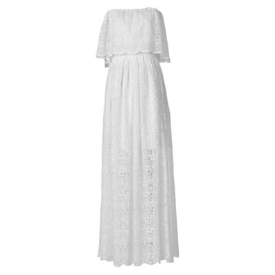 白色高级感一字肩抹胸蕾丝连衣裙