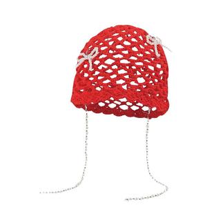 大头围韩系珍珠蝴蝶结镂空包头帽女夏季显脸小时尚百搭小众针织帽