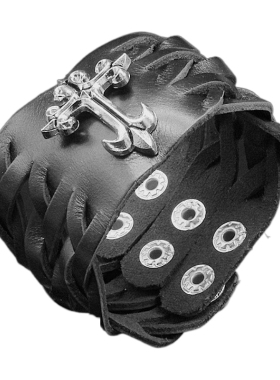 柔软牛皮三条分叉麻花朋克风手链