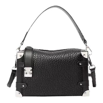 MACK JANISA真皮休闲纽钉手提盒子包包女百搭单肩斜挎包2026新款