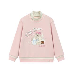 TeenieWeenie Kids小熊童装舒适秋冬季女童假两件半高领加绒卫衣
