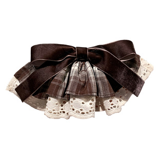 蝴蝶结蕾丝裙摆半扎发弹簧夹高级感气质韩系头饰后脑勺发卡马尾夹