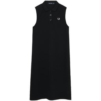 FRED PERRY休闲连衣裙女夏季新款无袖麦穗刺绣修身裙潮D9181