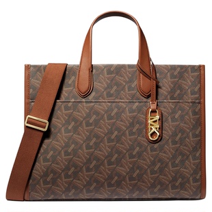 【新年礼物】Michael Kors女包大容量通勤旅行深棕色老花托特包