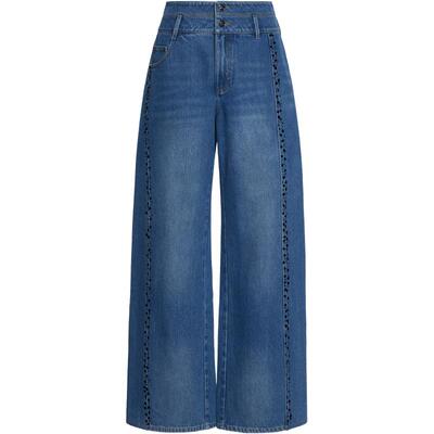 宝姿PORTSPURE女装秋冬香风艺术垂感浪漫优雅贴身显瘦阔腿牛仔裤