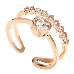 开口脚戒指女2025新款爱心双层脚趾戒指性感带钻玫瑰金饰品脚趾环